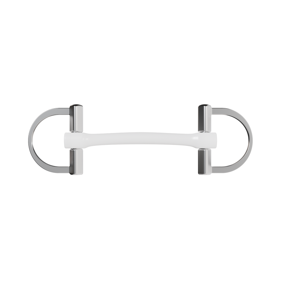Winderen bit D-ring - Double Broken Mullen Mouth 135 mm (5.3") - White Edition - Slim