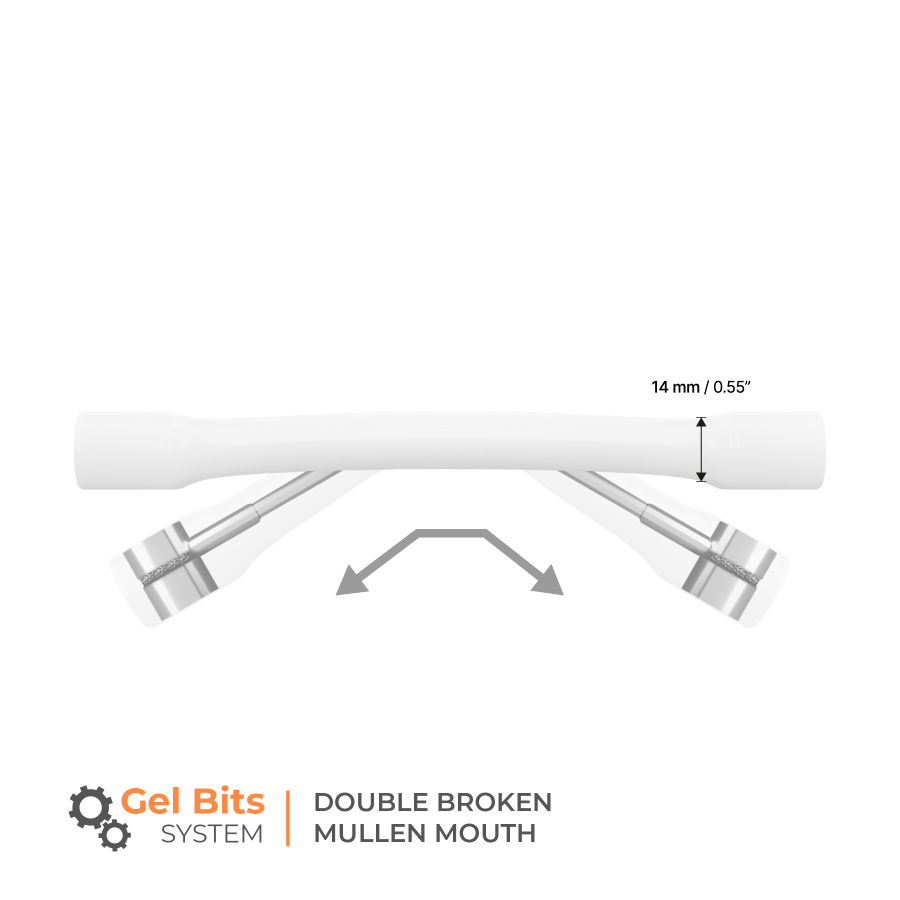 Winderen bit D-ring - Double Broken Mullen Mouth 135 mm (5.3") - White Edition - Slim