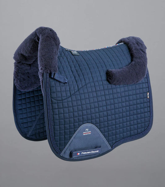 Premier Equine UK - Close Contact Merino Wool European Saddle Pad - Dressage Square - Navy/Navy Wool - Full