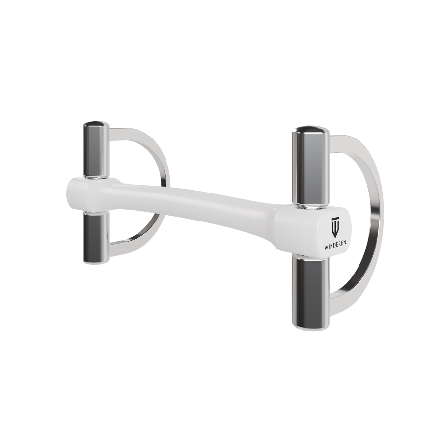 Winderen bit D-ring - Double Broken Mullen Mouth 135 mm (5.3") - White Edition - Slim