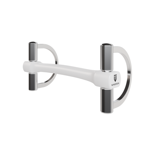 Winderen bit D-ring - Double Broken Mullen Mouth 135 mm (5.3") - White Edition - Slim