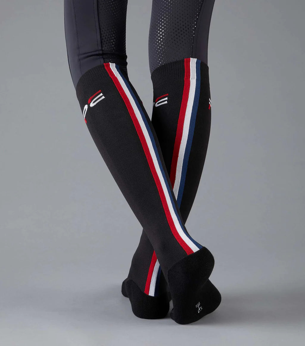 Premier Equine UK Sports Highlight Riding Socks (1 Pair) - Black