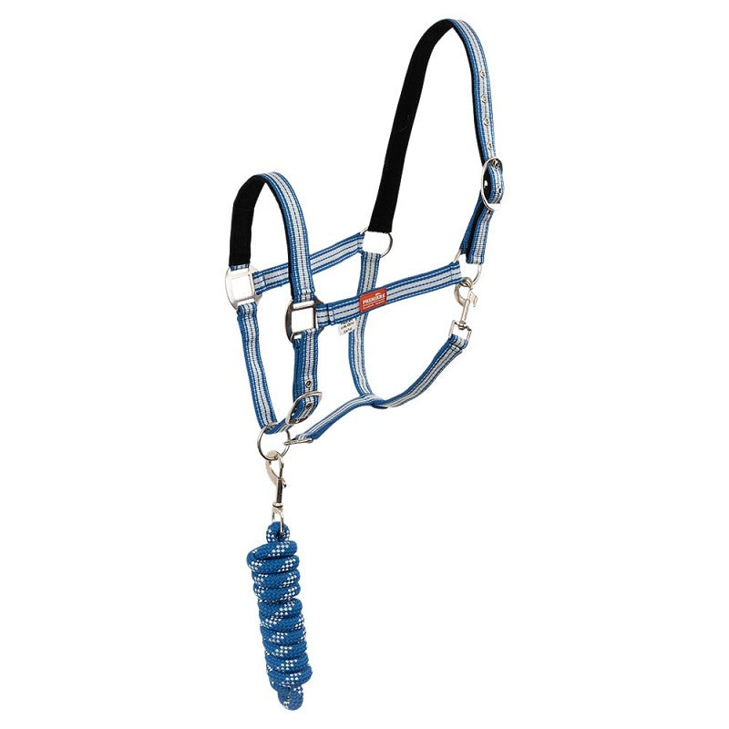 BR Premiere Halter Set/Matching Lead Rope with snap hook - Blue/White - Cob