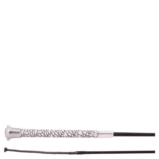 BR Dressage Whip Pisces with Fashion Handle - Black/Silver - 110cm