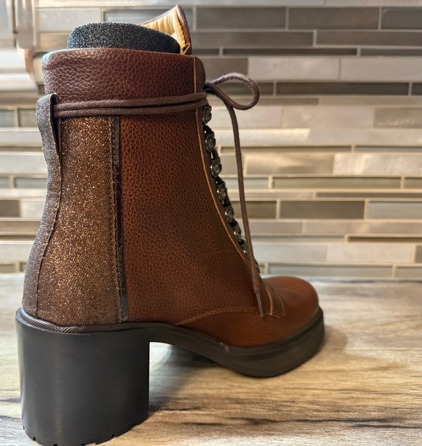 Kingsley Custom Footwear Sandra Biker Boot - Paxon Chestnut/Fino Brown - Euro 37 Sale!  Reg $549
