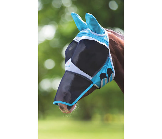 Shires Fine Mesh Fly Mask with Ears & Nose - Teal - Pony