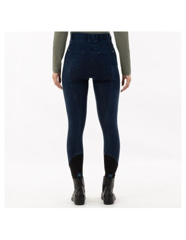 BR Ladies Riding Tights -  Florence - Silicone Seat - Blue Denim - Size 38 (Euro) 26 (US)