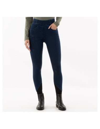 BR Ladies Riding Tights -  Florence - Silicone Seat - Blue Denim - Size 38 (Euro) 26 (US)