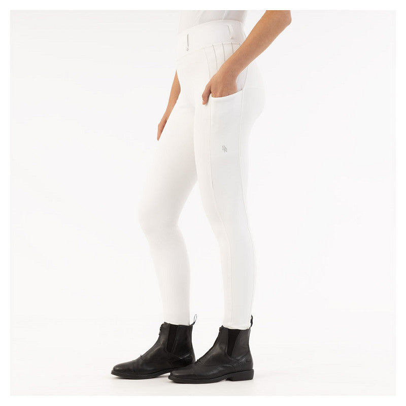 BR Ladies Riding Tights With Silicone Seat - Kelly - Lucent White  **Limited Edition**