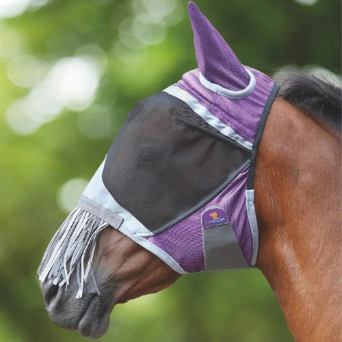 Shires Deluxe Fly Mask with Nose Fringe Clearance! Cob & Full Sizes - Purple - SALE