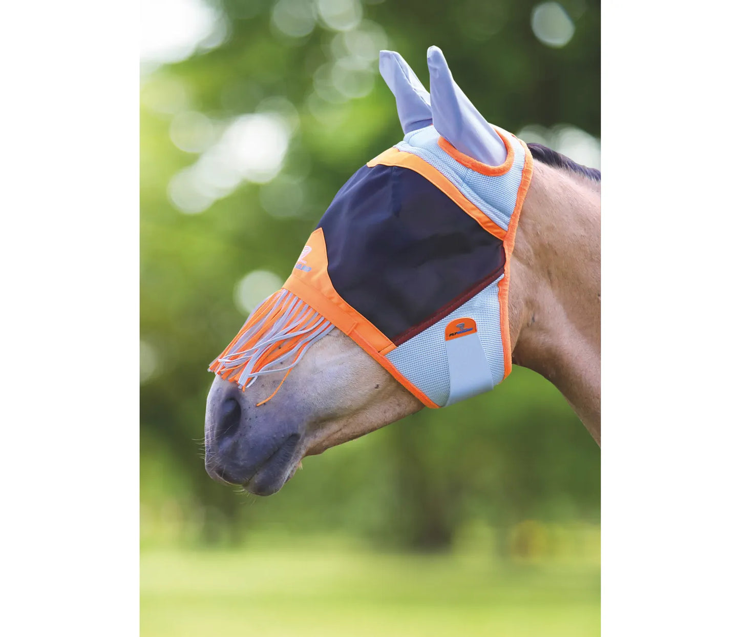 Shire's Air Motion Fly Mask with Ears & Nose Fringe - Orange - X Full