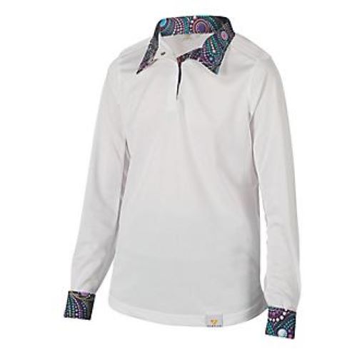 Shires Aubrion Equestrian Style Shirt - Ladies - White/Purple Paisley - XS -**CLEARANCE**