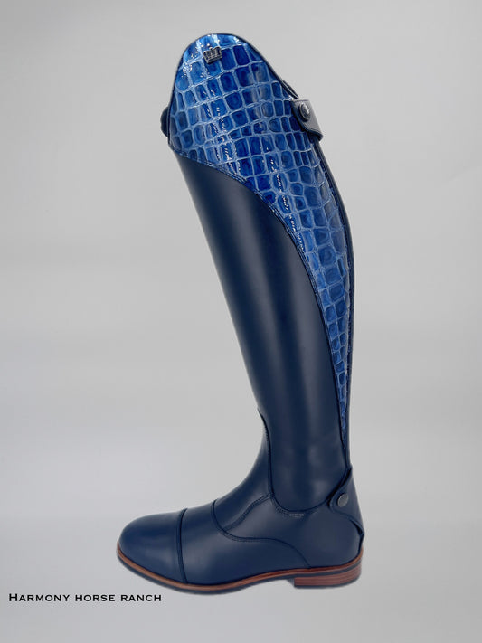 Kingsley Olbia 01 Riding Boots - Nature Blue / Brilliant Crocodile Blue - Fully Sheepskin Lined! - Size 40 MA XS