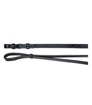 Waldhausen Leather Curb Reins with Stitched End 12mm - Black