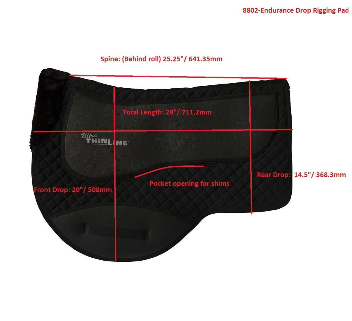 ThinLine Endurance Dropped Rigging Saddle Pad - Synthetic Fleece Lined ...