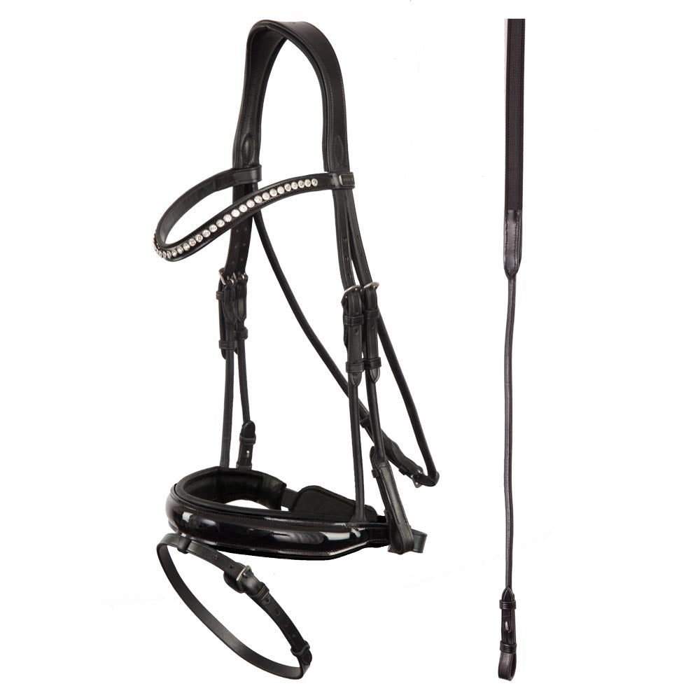 BR Clearance - ANKY® Anatomical Bridle - Wide Noseband with Reins ATH16002 - Black - Full Reg. $379