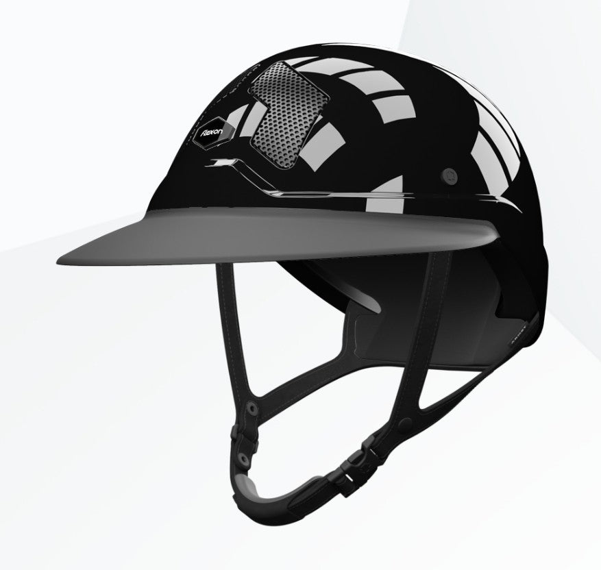 New - Flex-On Armet Star Angel Riding Helmet - Gloss Black Medium (extra wide brim)