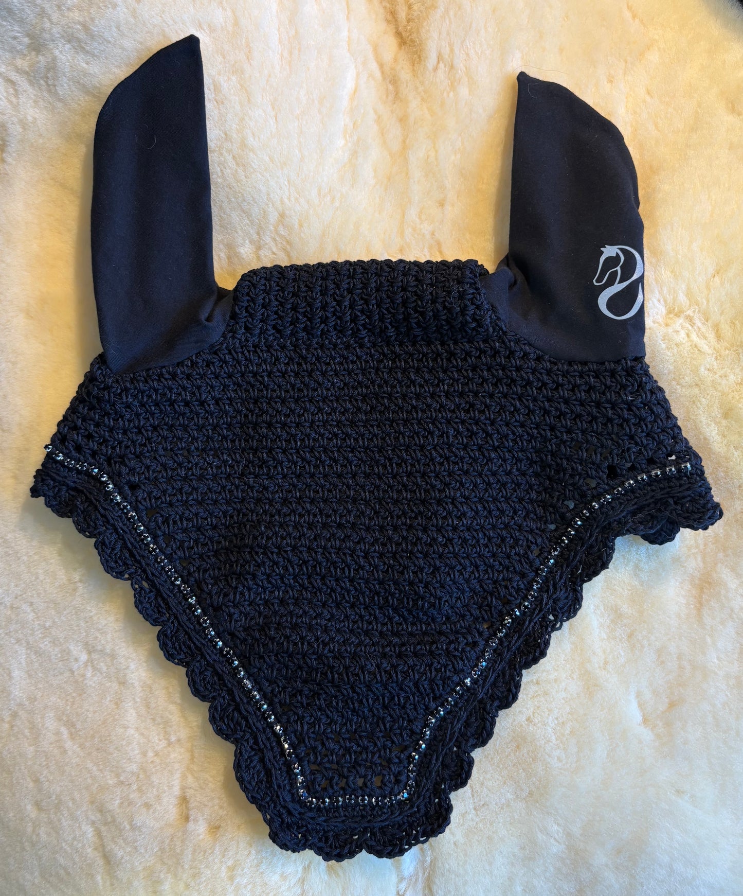 Bonnets By Sandy Flat Bottom Scalloped Edge Black/Black Custom Warmblood Size