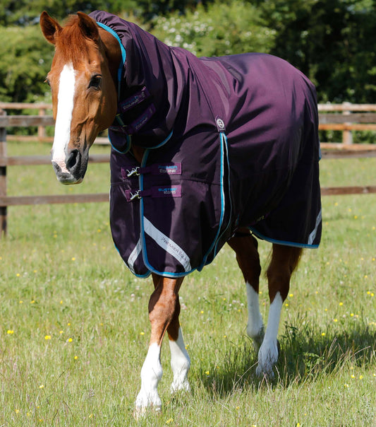 Premier Equine UK Buster Storm 100g Combo Turnout Rug with Snug-Fit Neck - Purple 6'6"/78"
