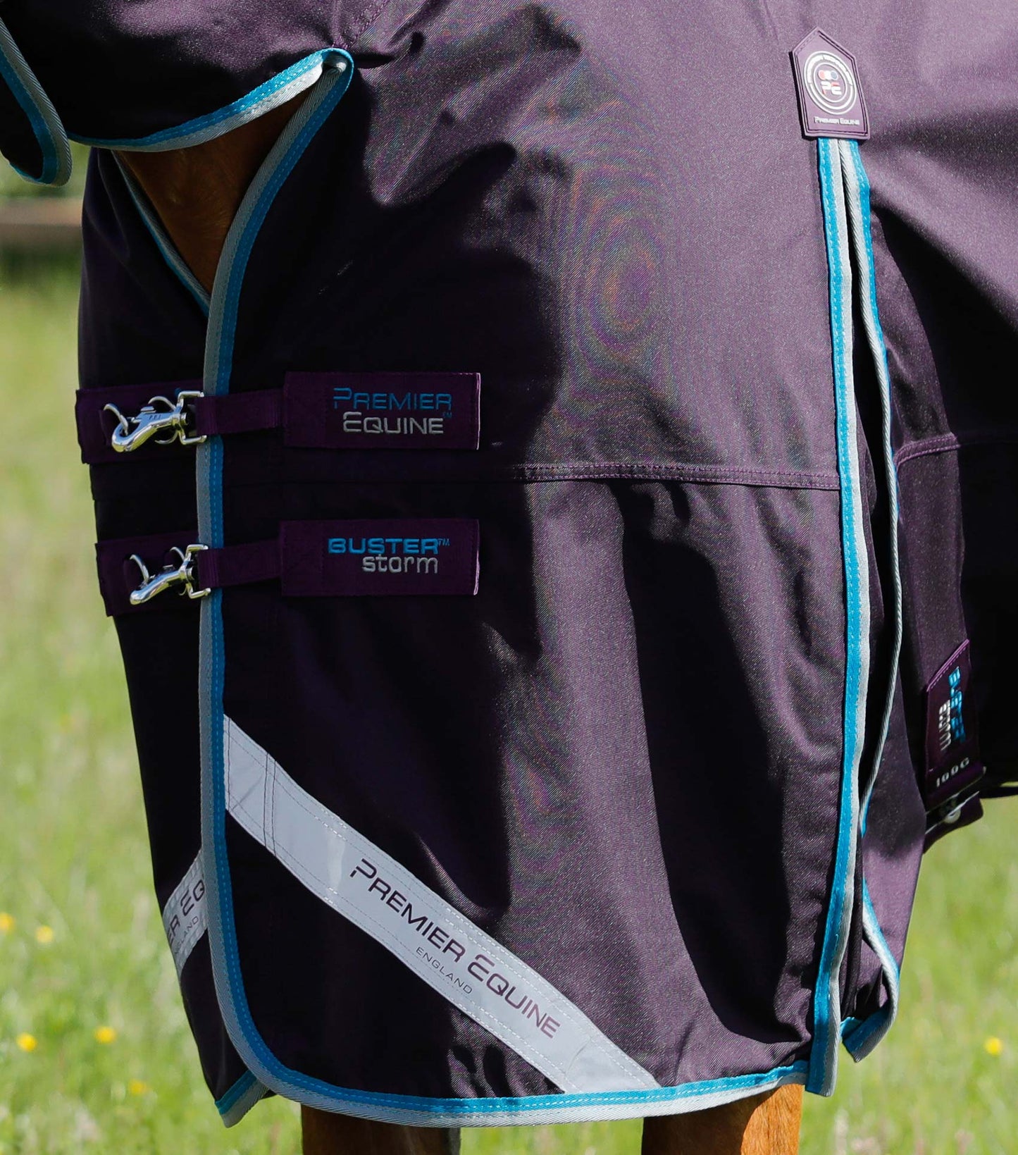 Premier Equine UK Buster Storm 100g Combo Turnout Rug with Snug-Fit Neck - Purple 6'6"/78"