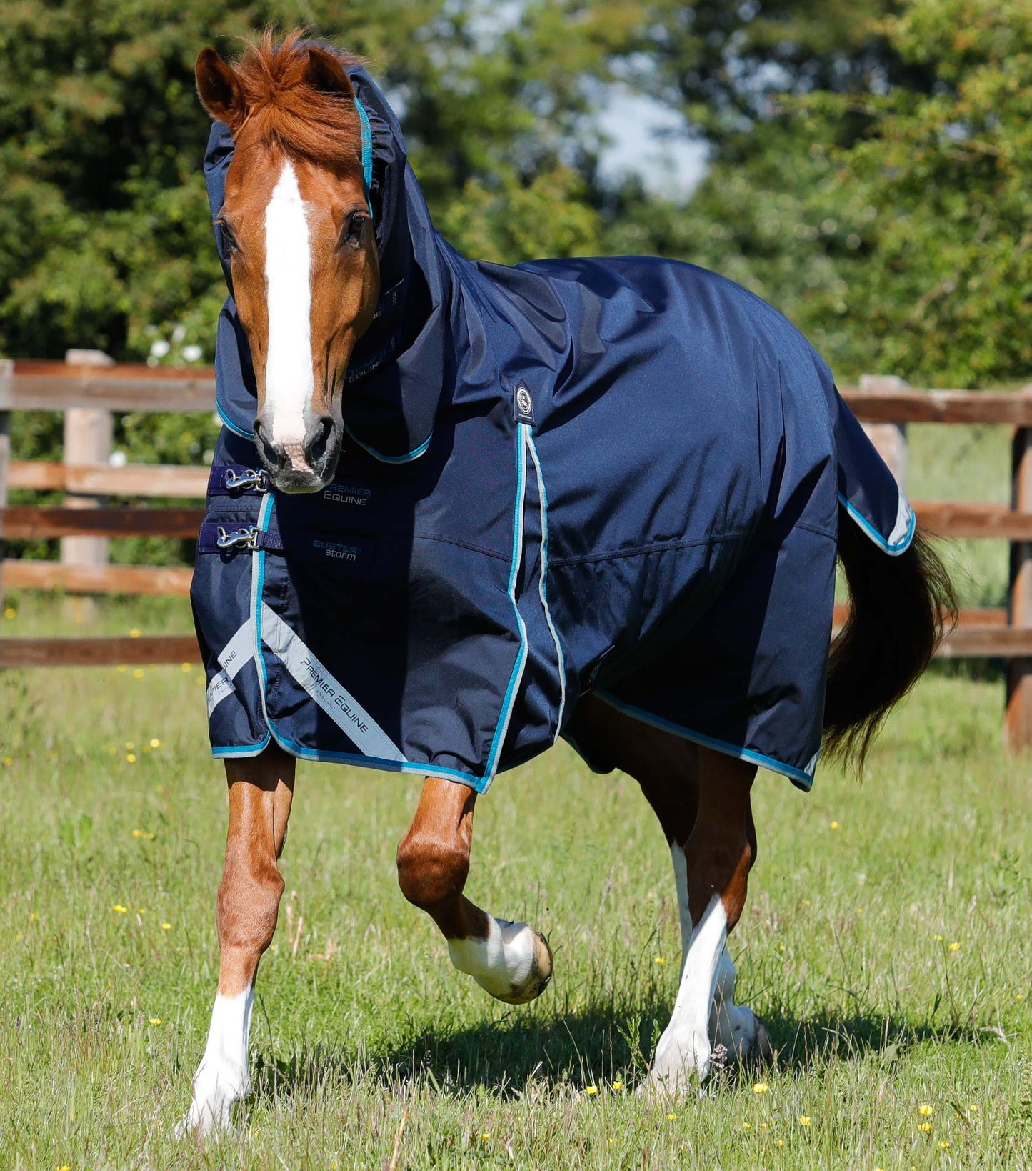 Premier Equine UK Buster Storm 100g Combo Turnout Rug with Snug-Fit Neck - Navy 6'6" / 78"
