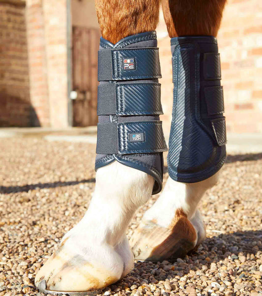 Premier Equine UK Carbon Air-Tech Single Lock Brushing Boots Navy