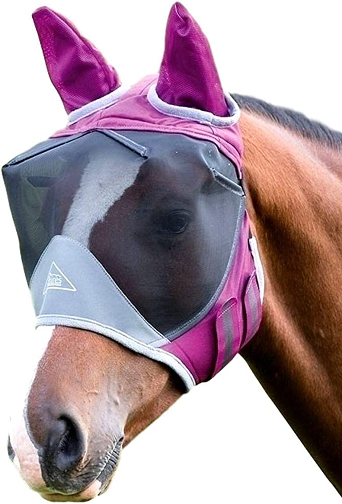 Shires DELUXE FLY MASK WITH EARS Clearance! - Ex-Full Burgundy