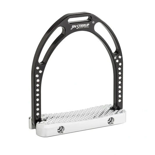 JIN Dressage Stirrups Black Swarovski With Silver Pad
