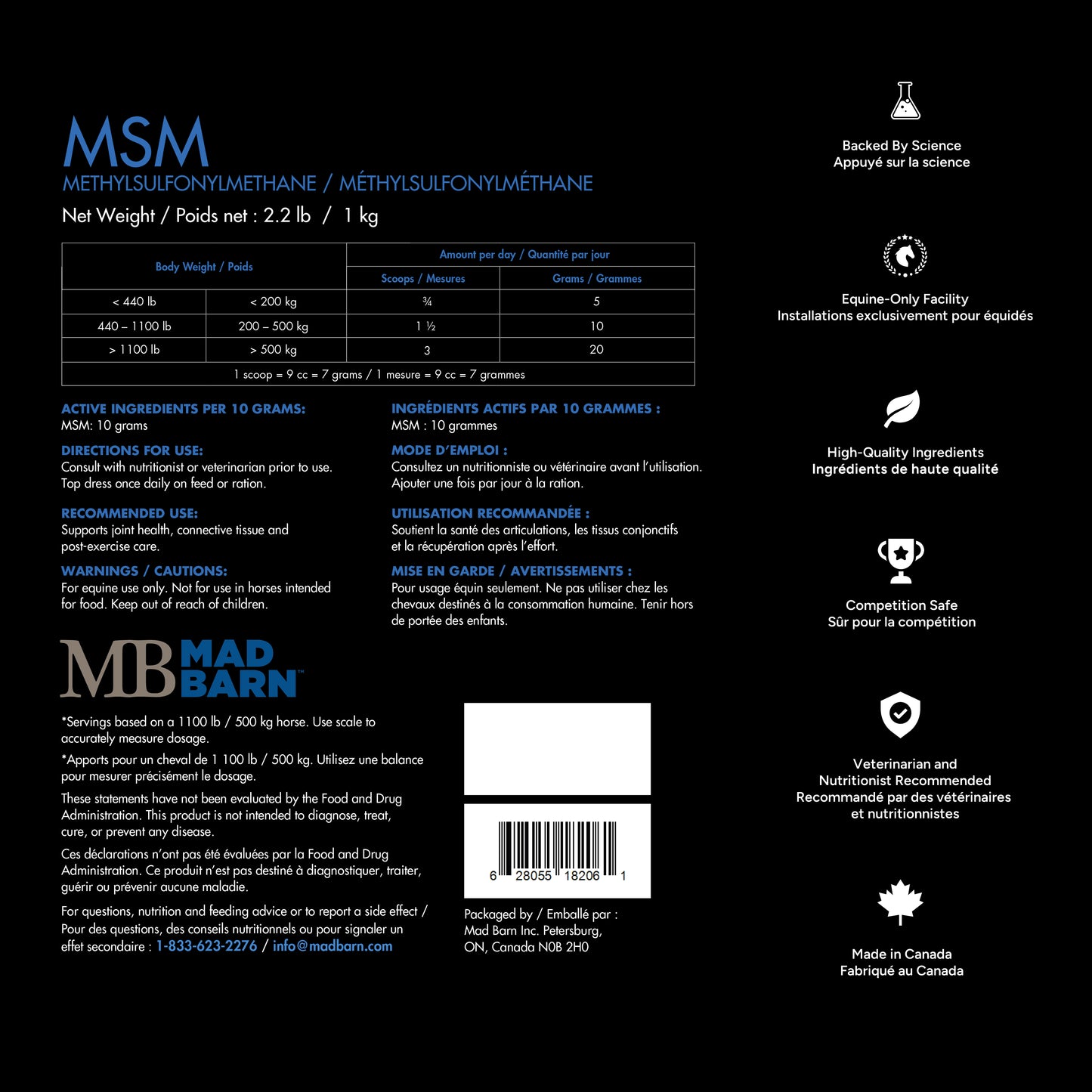 Mad Barn MSM 1kg (100 servings)