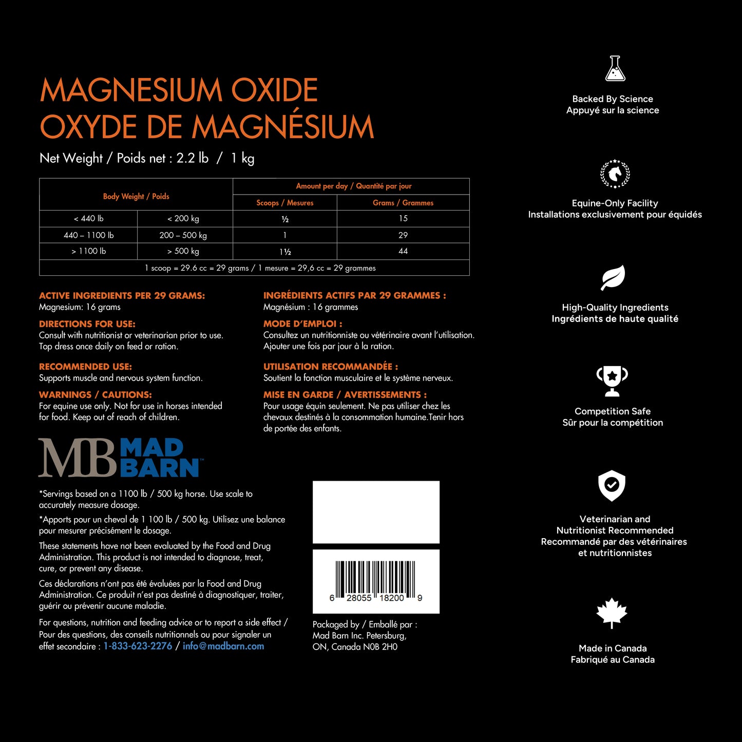 Mad Barn Magnesium Oxide -5kg (172 servings)