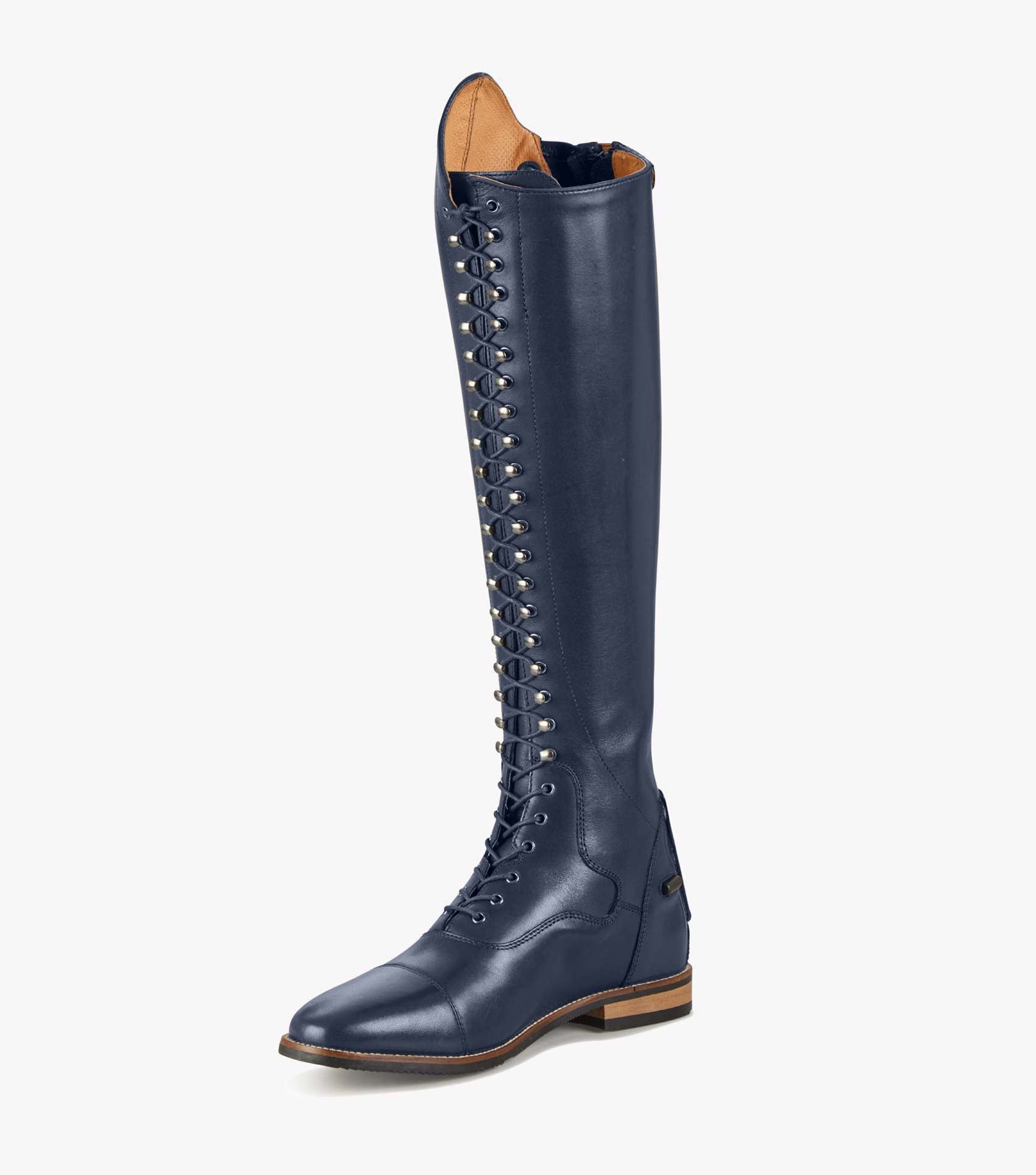 Navy blue leather riding boots sale