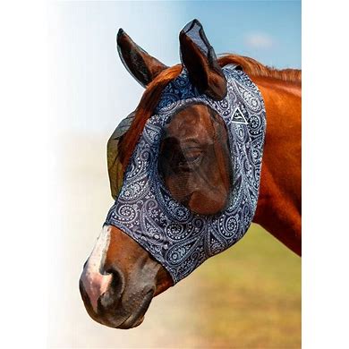 Professional's Choice Comfort Fit Lycra Fly Mask - Paisley/Black - Horse Size