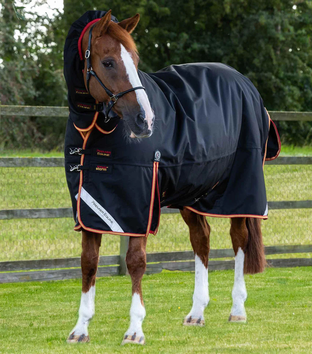 Premier Equine UK Titan Storm 450g Combo Turnout Rug with Snug-Fit Neck Black 78"