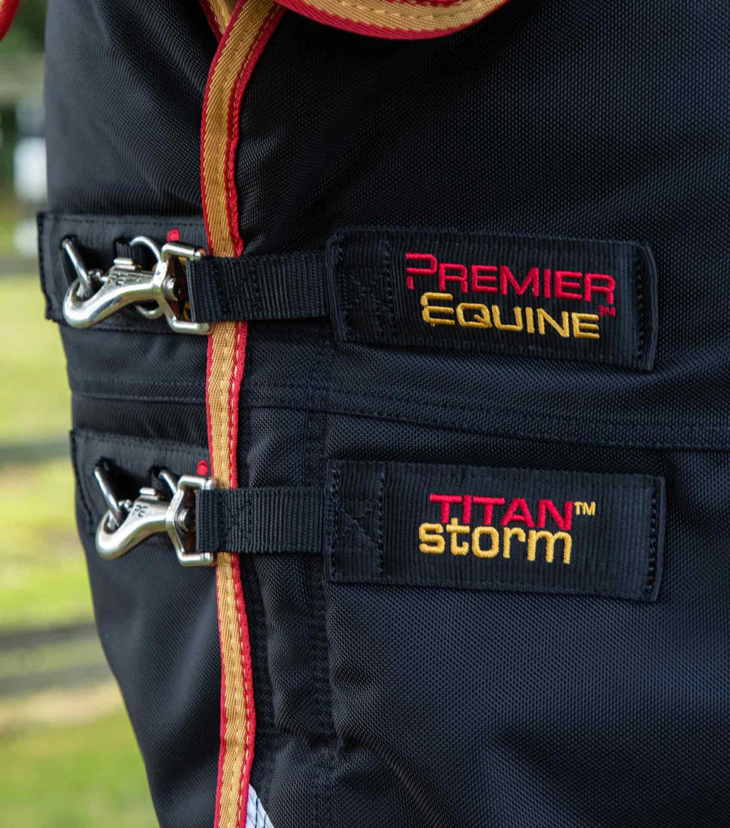 Premier Equine UK Titan Storm 450g Combo Turnout Rug with Snug-Fit Neck Black 78"