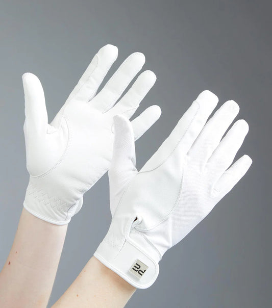 Premier Equine UK Bordoni Leather Mesh Riding Gloves White