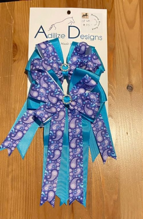Adilize Designs Competition Show Bow - Teal/Purple