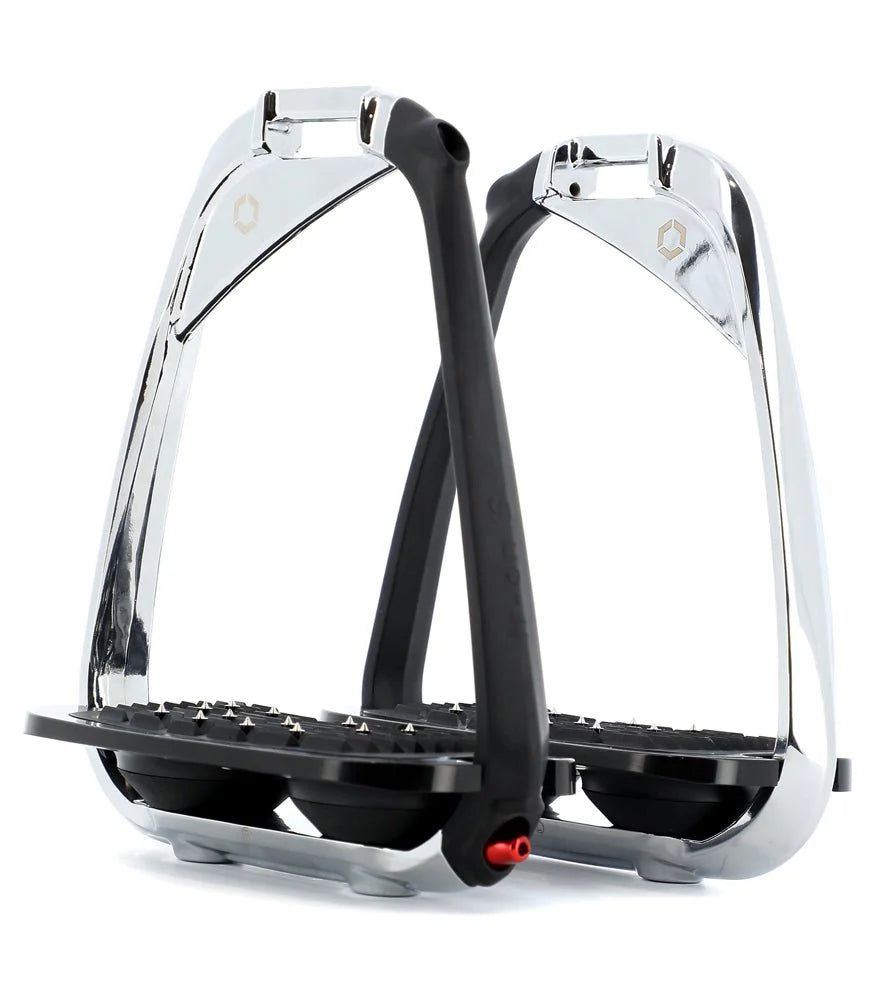New - Flex-on IR-ON S - Safety Stirrups - Inclined Ultra Grip Chrome/Black/Black