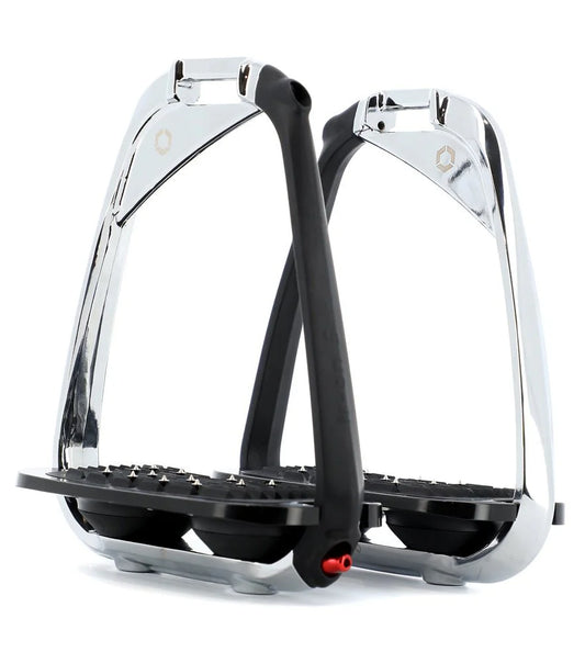 New - Flex-on IR-ON S - Safety Stirrups - Inclined Ultra Grip Chrome/Black/Black