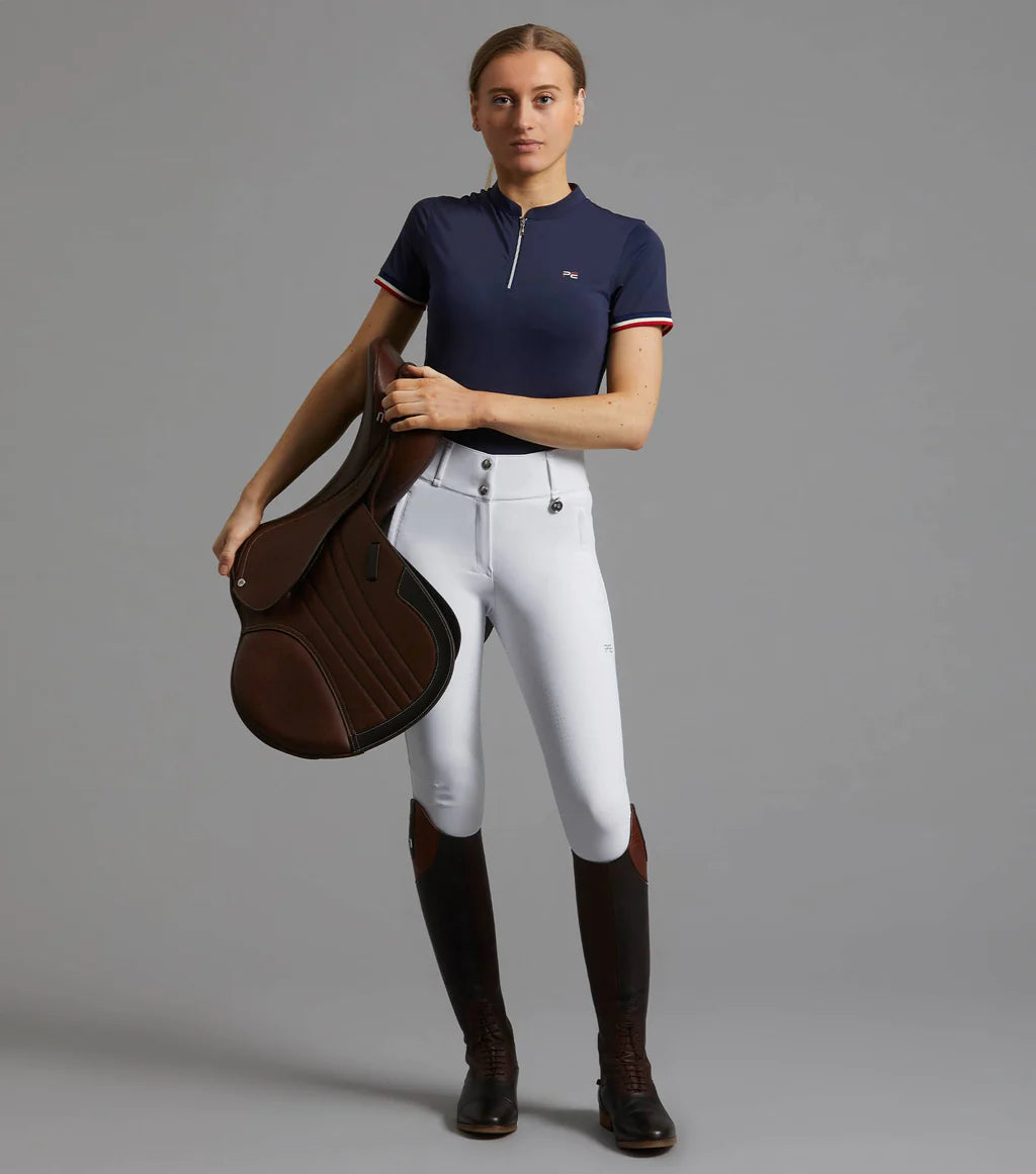 Premier Equine UK Allegra Ladies Short Sleeve Riding Top - Navy