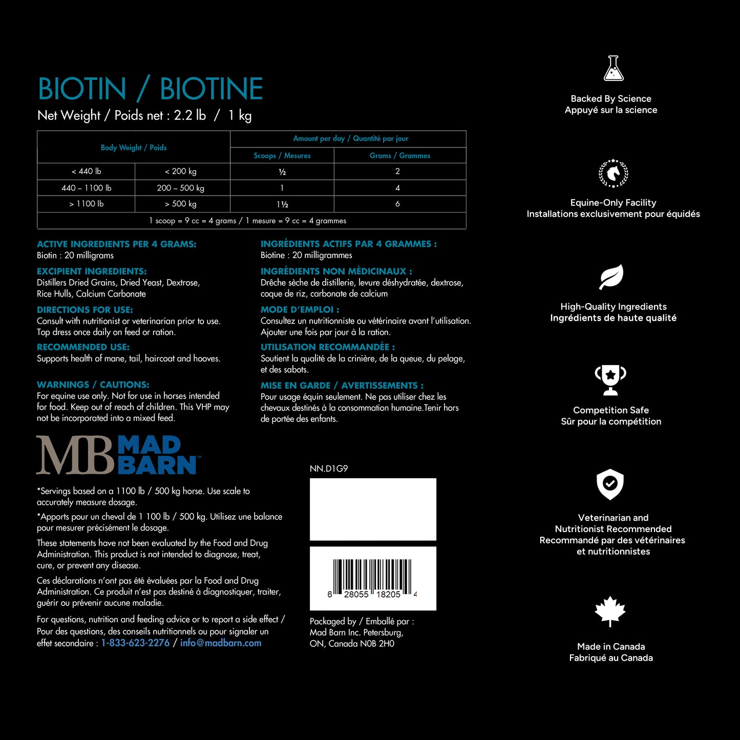 Mad Barn Biotin - 0.5% 5,000mg/kg - 250 servings