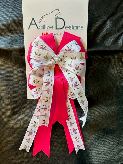 Adilize Designs Competition Hair Bow - Pink/White