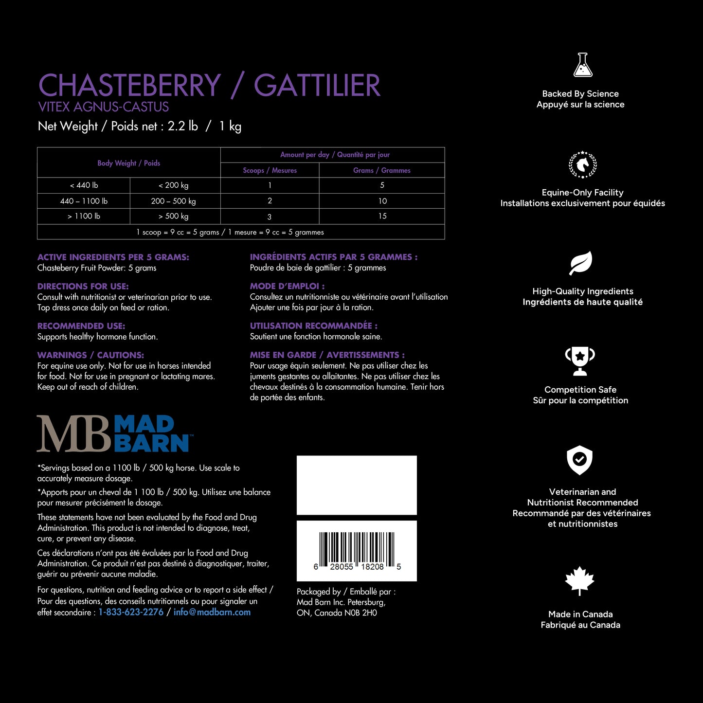Mad Barn Chasteberry - 1kg (100 servings)