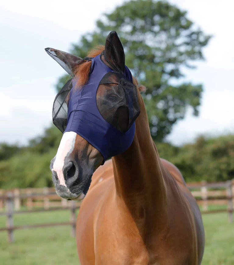 Premier Equine UK Comfort Tech Lycra Fly Mask Navy