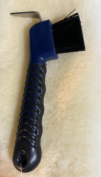 Hoof pick with Brush with rubber grip handle Navy