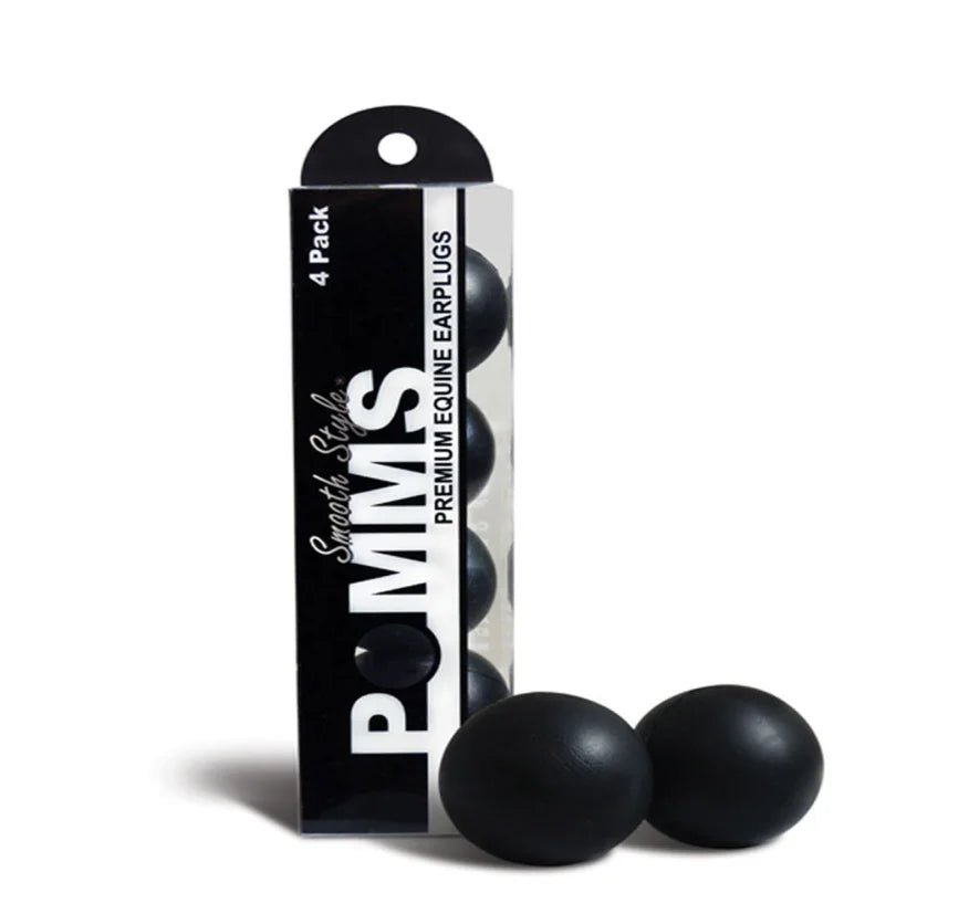 POMMS Smooth Ear Plugs - 2 Pairs - Horse - Black