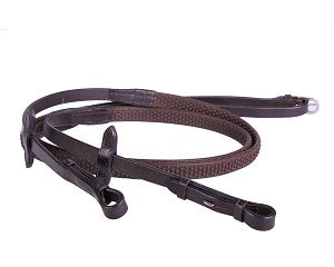 QHP Soft Rubber Reins - Brown - Pony or Full