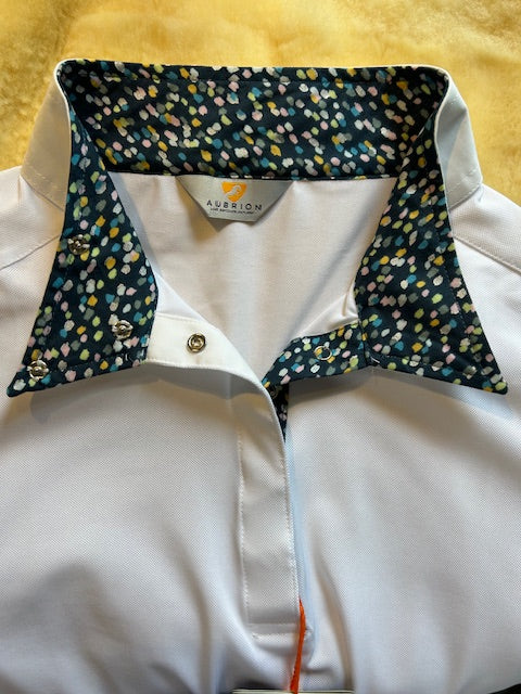 Shires Aubrion Equestrian Style Shirt - Ladies - WHITE/Dots Multi - XXL - **CLEARANCE**