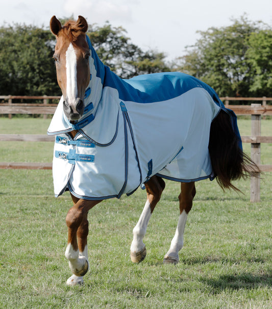 Premier Equine UK Buster Stay-Dry Mesh Air Fly Rug with Surcingles Blue