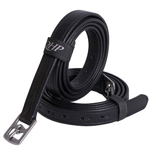 QHP Nylon Lined Stirrup Leathers - Black - 150cm