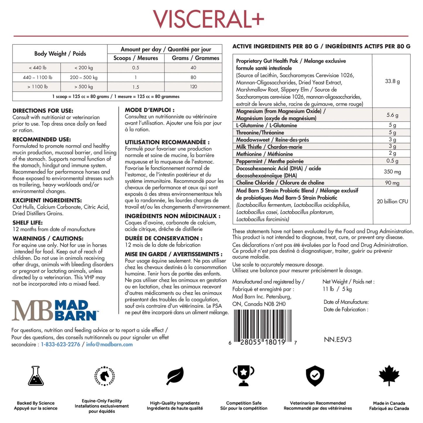 Mad Barn Visceral+ Pellets - 5kg (62 servings)